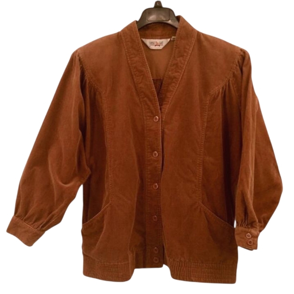 Vintage Corduroy Jacket BG Bridge Gate Womens M Tan Brown Oversize Dolman Sleeve